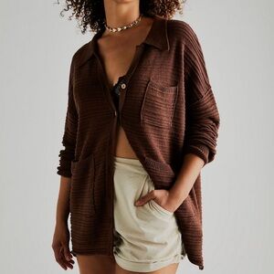 Free People Brown Cardigan Sweater